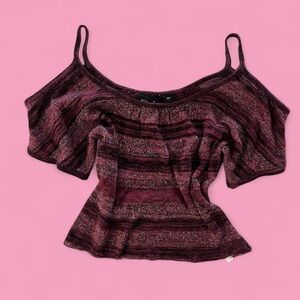 Women's Purple and black off the shoulder tank Top